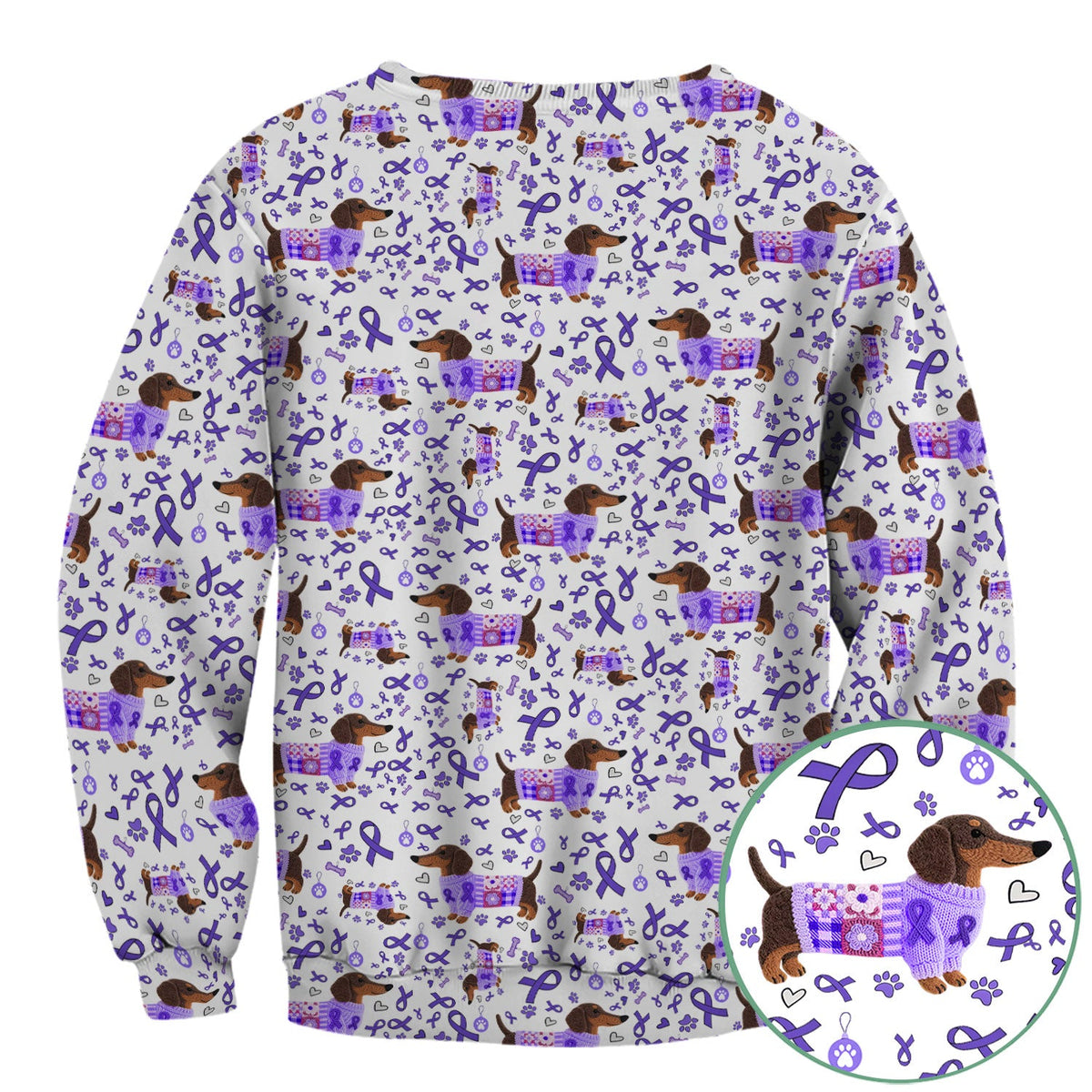 Purple Ribbon Dachshund Nurse Scrub Top
