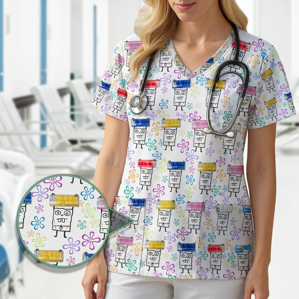 Doodle Bob Energy Drink Nurse Shirt