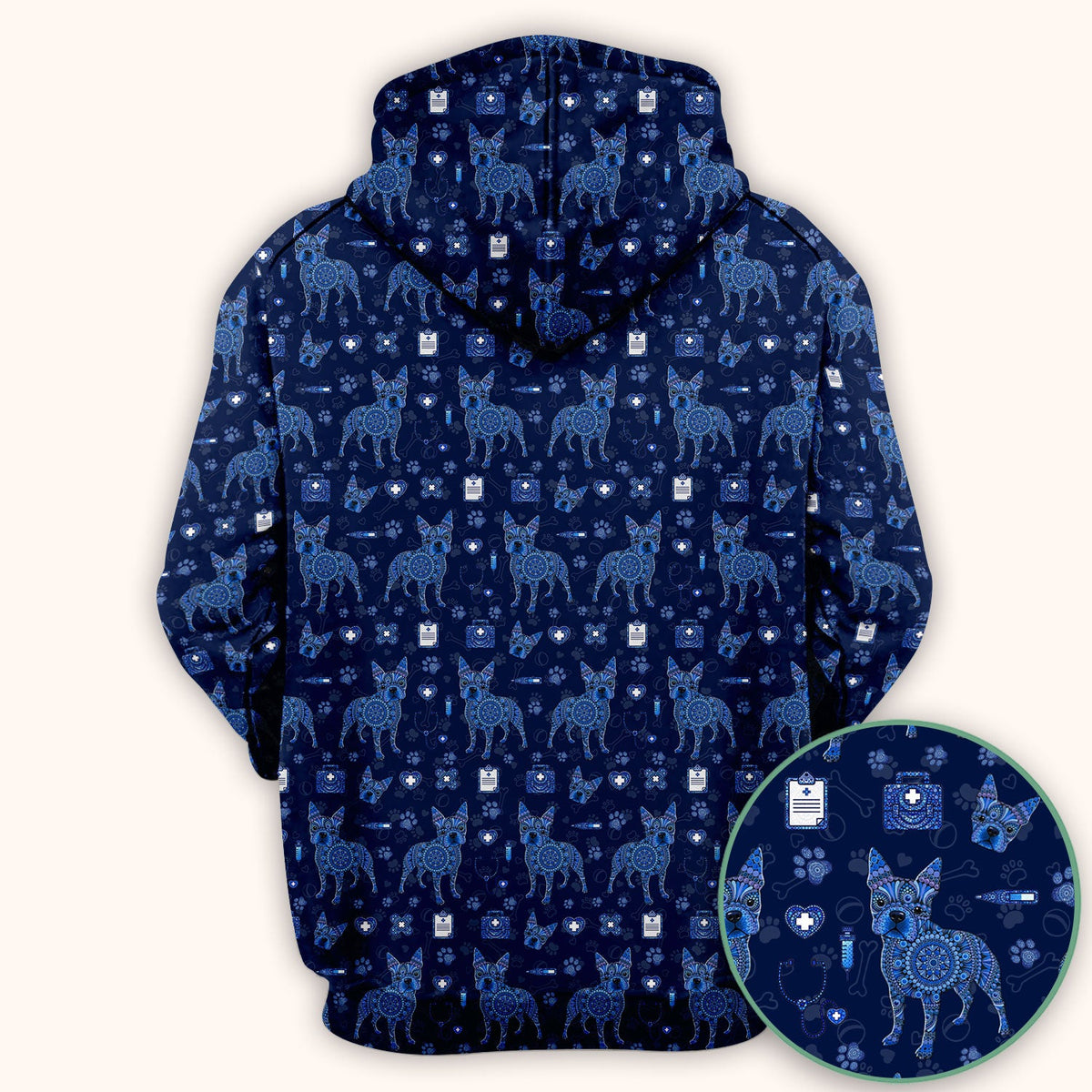 Blue Heeler Australian Cattle Dog Scrub Top, Australia Dot Art Pattern Shirt, Breathable Fabrics Nursing Uniform