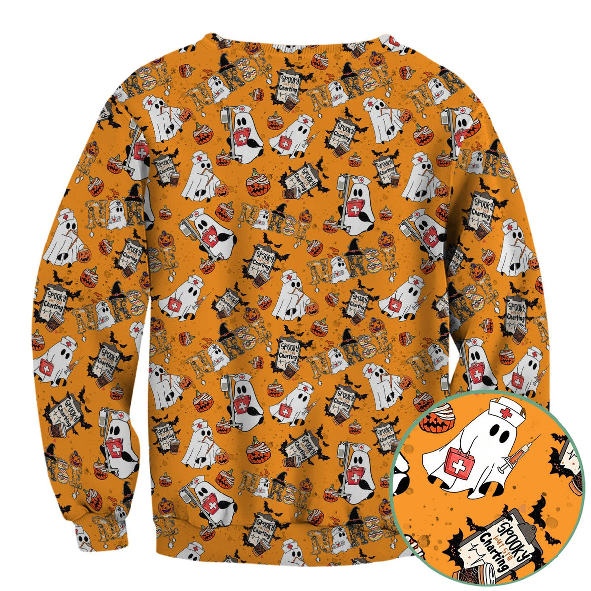 Spooky But Still Charting Nurse Scrub Top - Halloween Gift