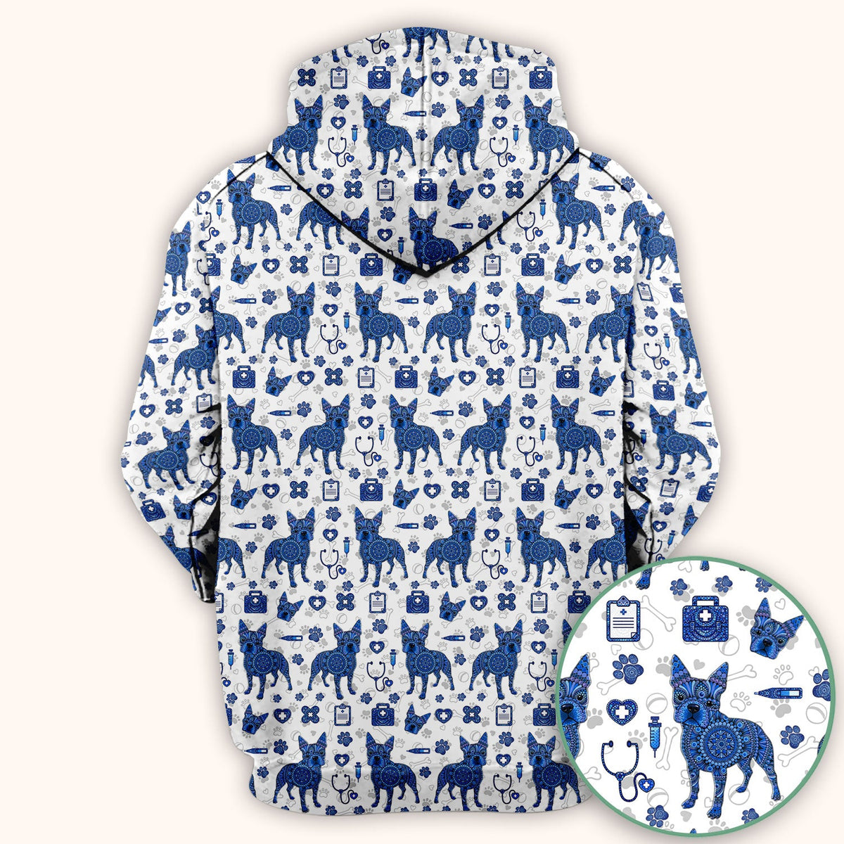Blue Heeler Australian Cattle Dog Scrub Top, Australia Dot Art Pattern Shirt, Breathable Fabrics Nursing Uniform