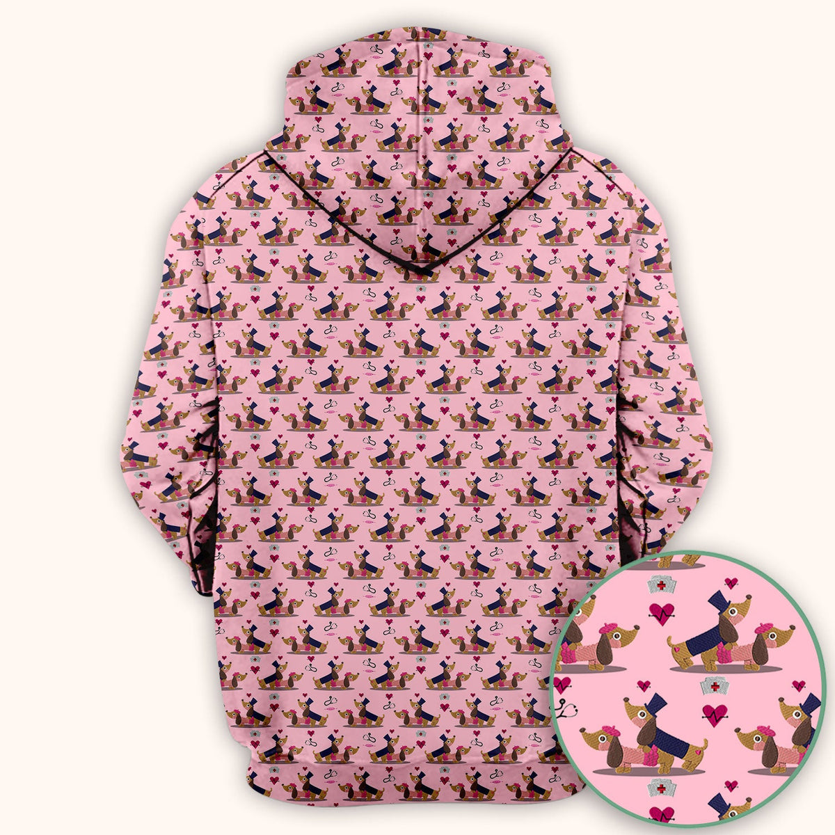 Dachshund Nurse Scrub Top - Valentines Day Gift
