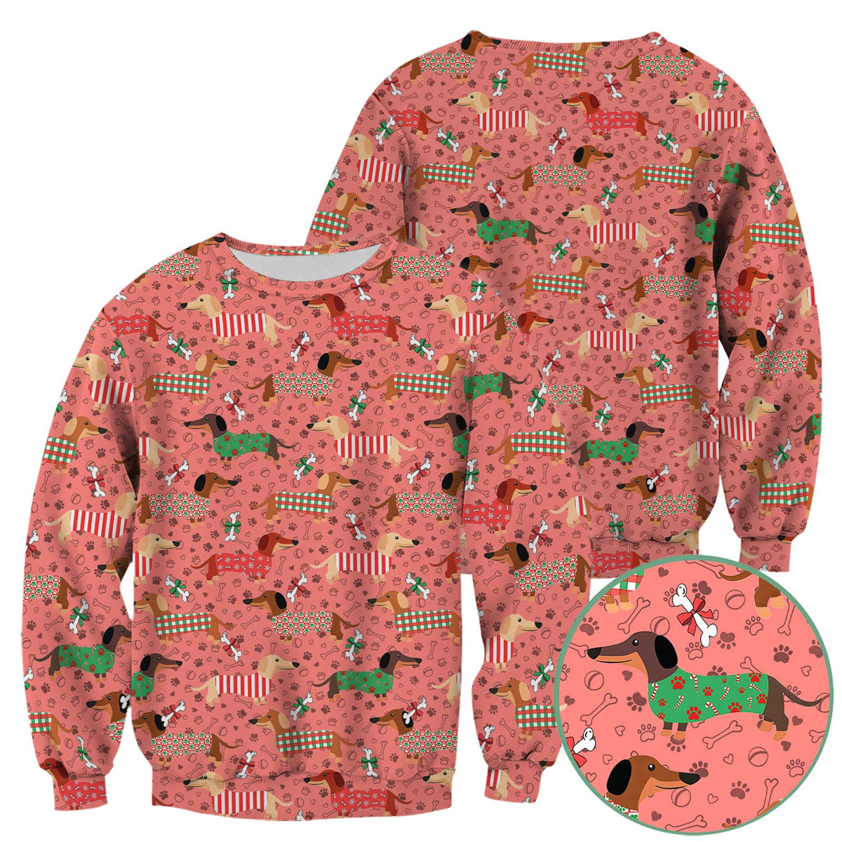 Christmas Dachshund Scrub Top for Nurses - Funny Wiener Dog Medical Shirt Multi Color - Cute Puppy Lover Gift for RN LPN CNA