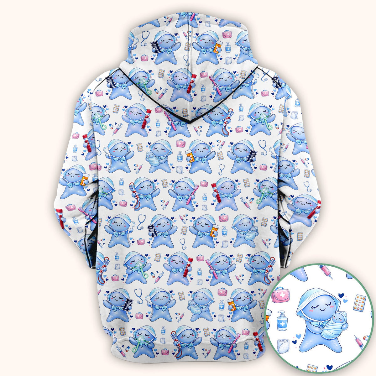 Dental Tooth Character Nurse Scrub Top