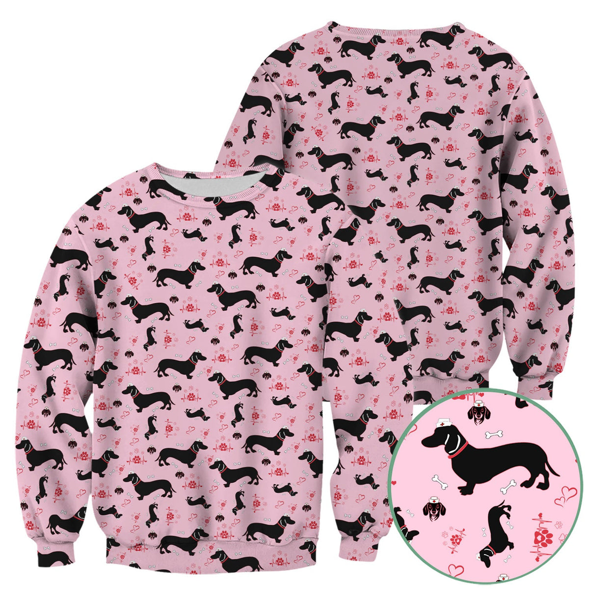 Dachshund Scrub Top - Cute Dog Print Scrubs for Women, Men Multi Color - Animal Scrub Shirt Gift for Nurse, CNA, RN, Doctor