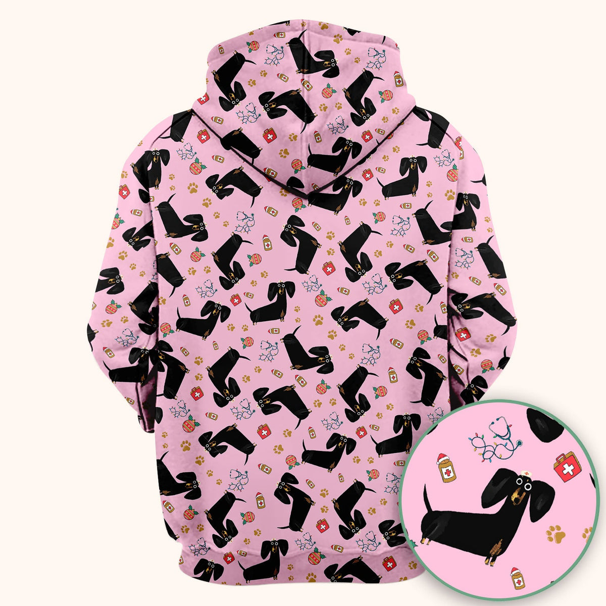 Black Dachshund Nurse Scrub Top - Gift For Dog Lover