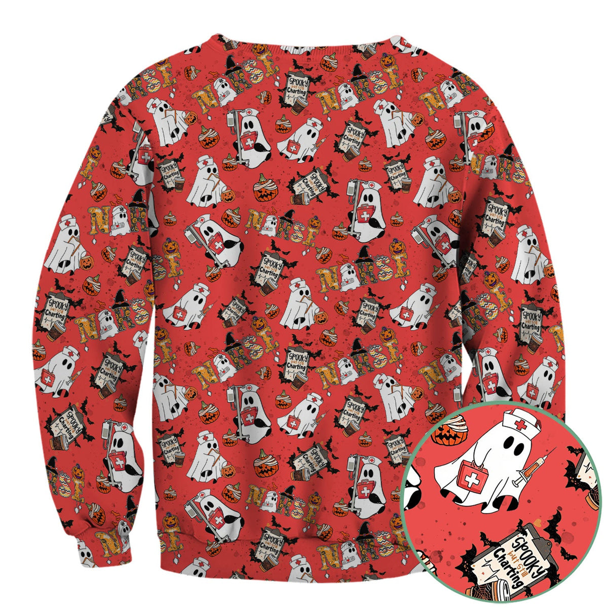Spooky But Still Charting Nurse Scrub Top - Halloween Gift