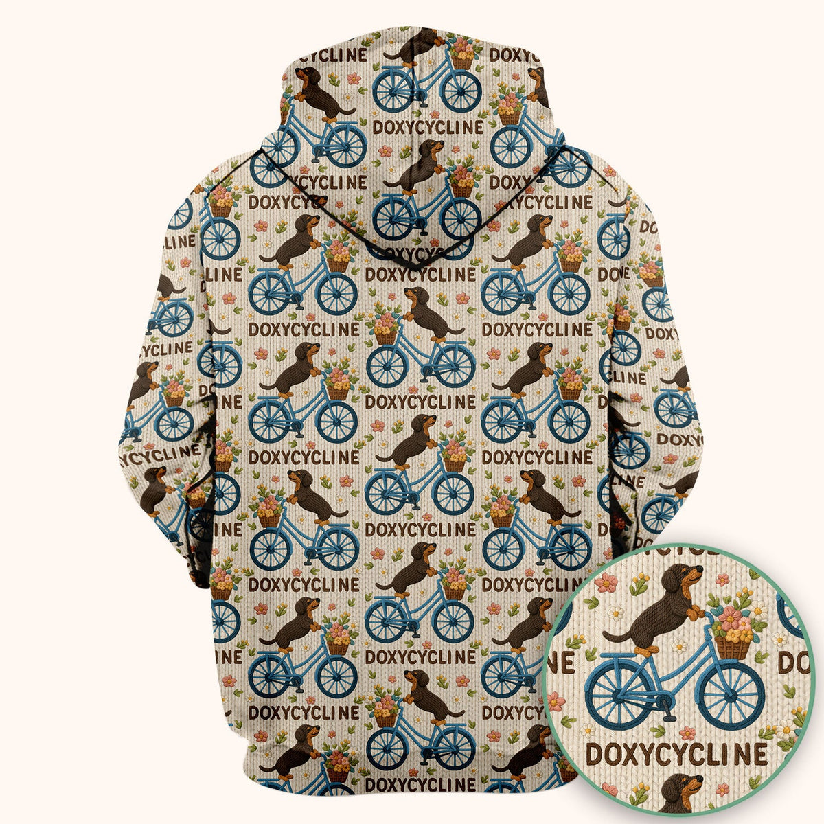 Doxycycline Pharmacy Pun Scrub Top - Dachshund on Bicycle Pharmacists Shirt - Veterinary Technicians Gift