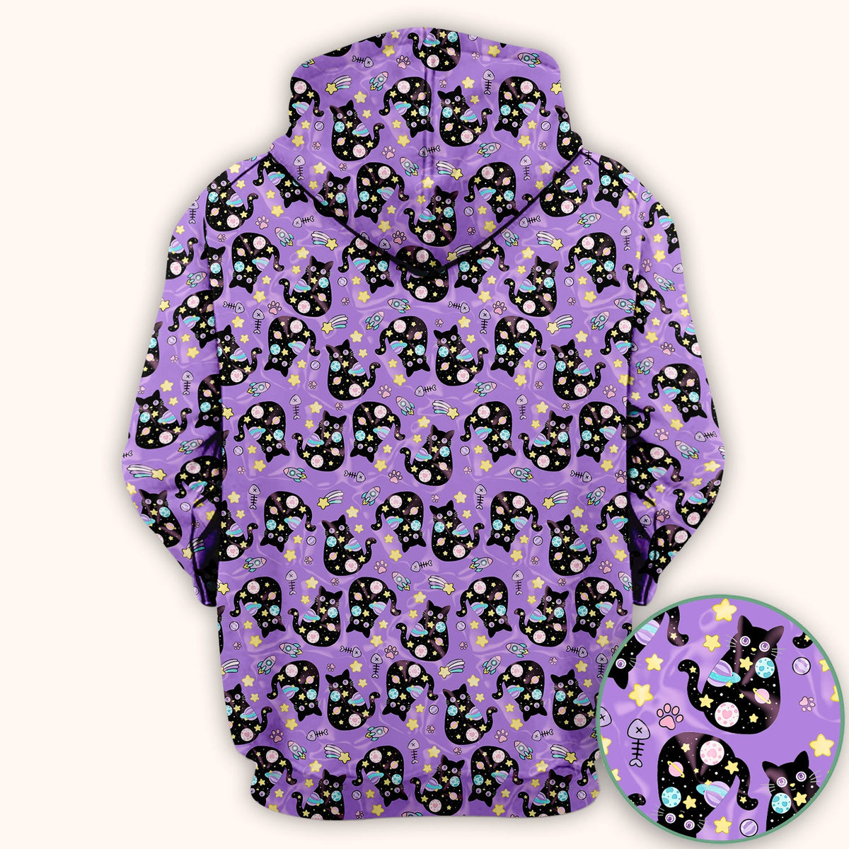 Galaxy Black Cat Space Nurse Scrub Top