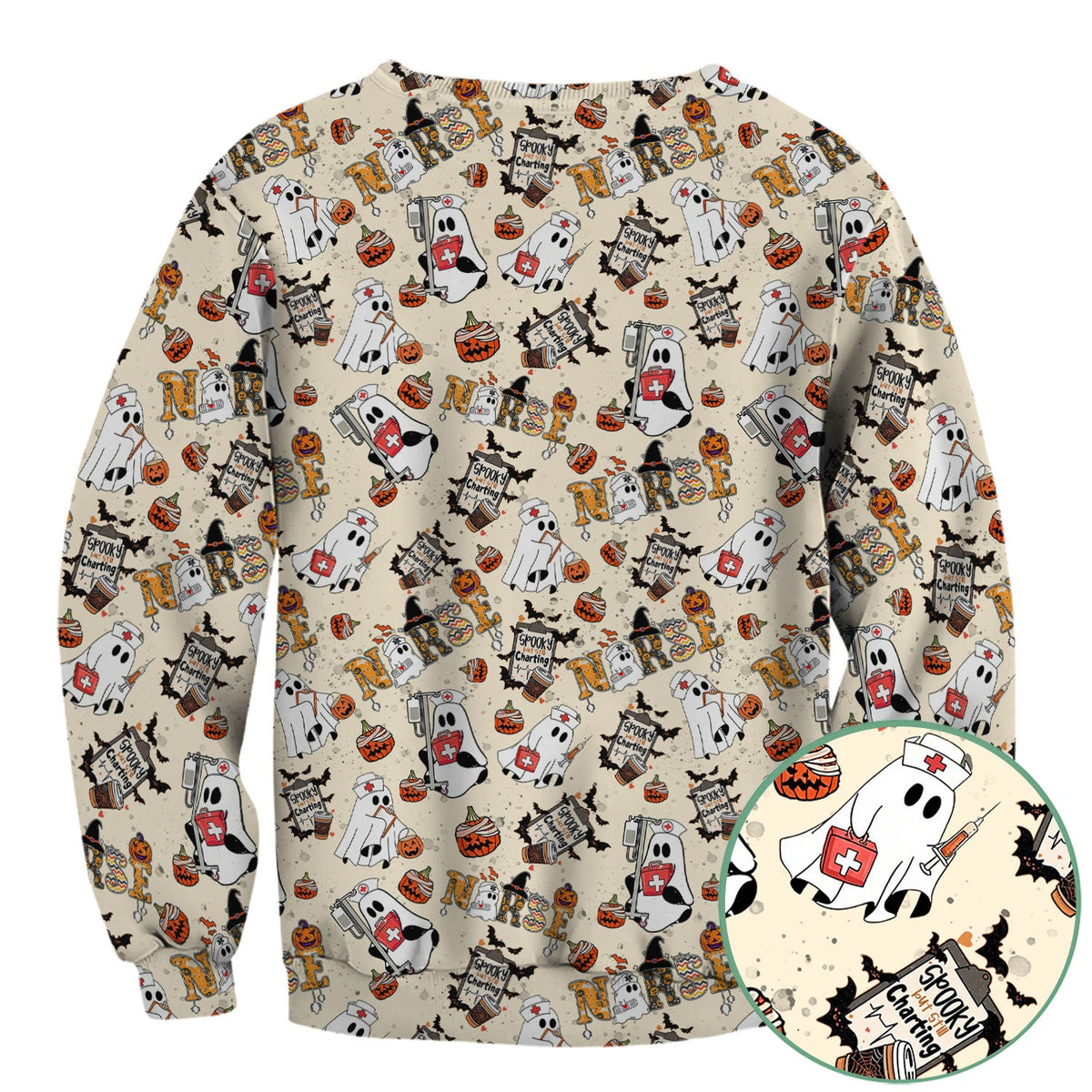 Spooky But Still Charting Nurse Scrub Top - Halloween Gift