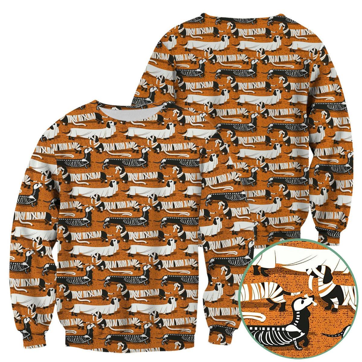 Dachshund Skeleton Nurse Scrub Top - Halloween Gift