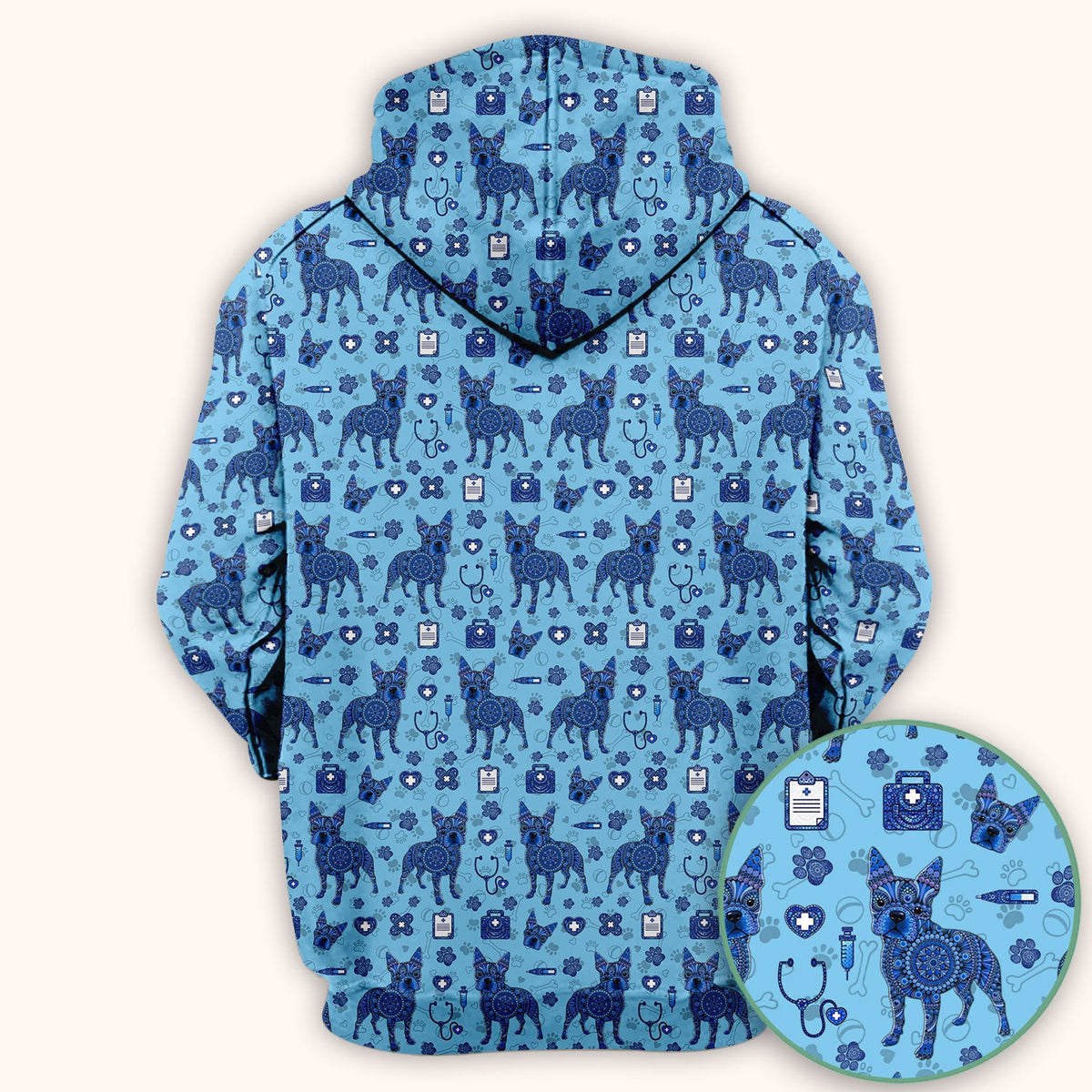 Blue Heeler Australian Cattle Dog Scrub Top, Australia Dot Art Pattern Shirt, Breathable Fabrics Nursing Uniform