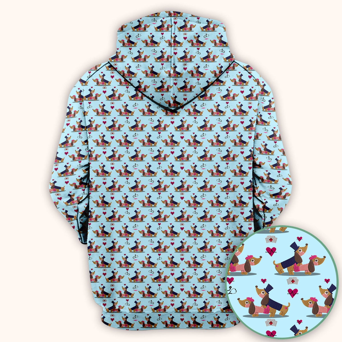 Dachshund Nurse Scrub Top - Valentines Day Gift
