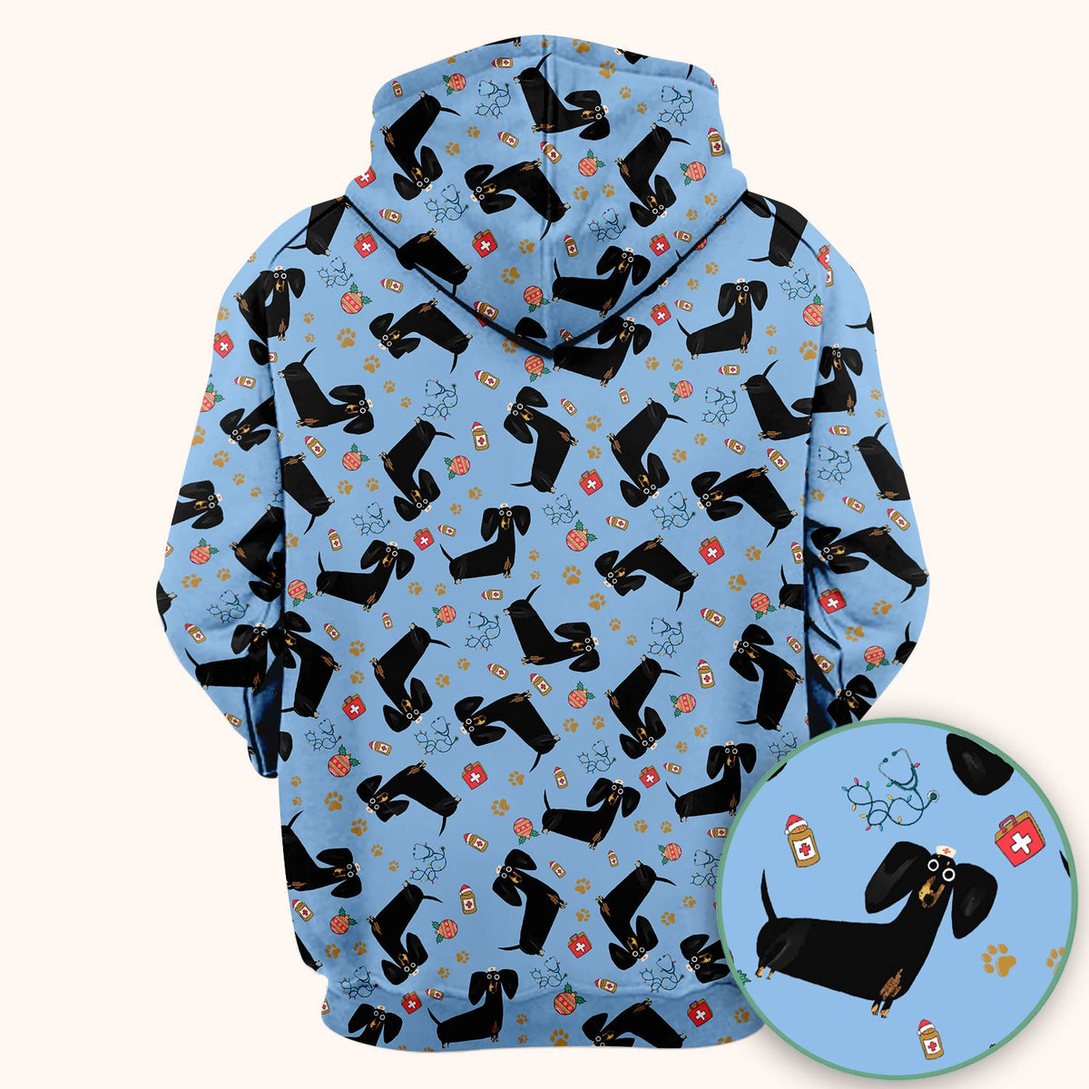 Black Dachshund Nurse Scrub Top - Gift For Dog Lover