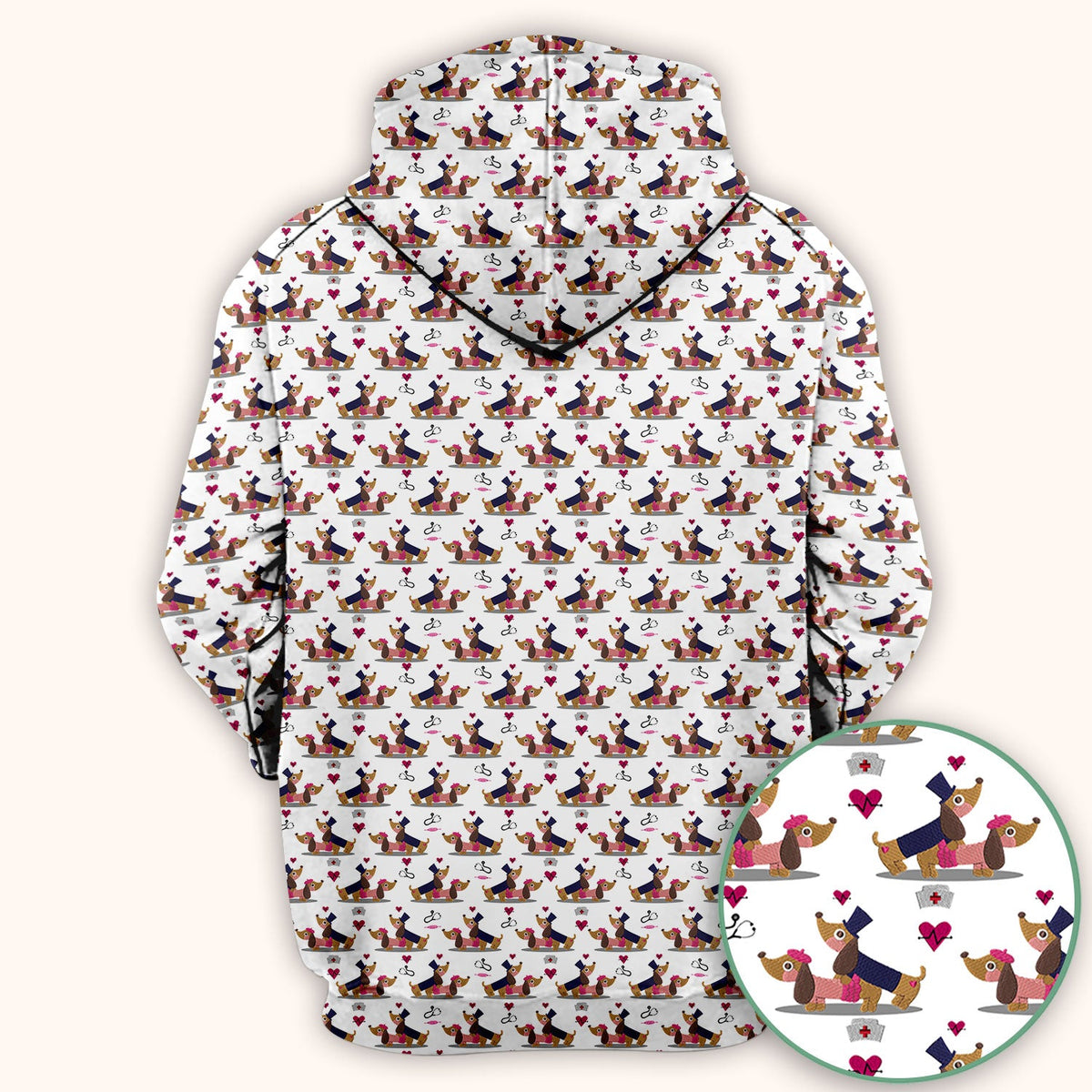 Dachshund Nurse Scrub Top - Valentines Day Gift