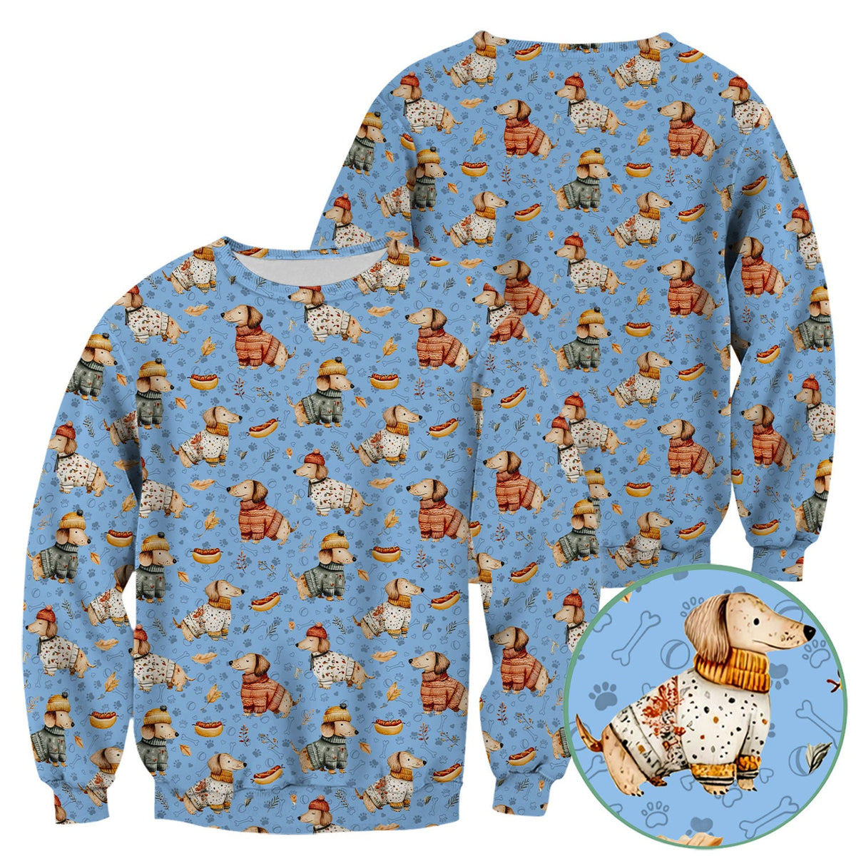 Autumn Dachshund Scrub Top - Cute Wiener Dog Nurse Shirt for Women - Cozy Fall Medical Uniform RN CNA LPN Thanksgiving Gift