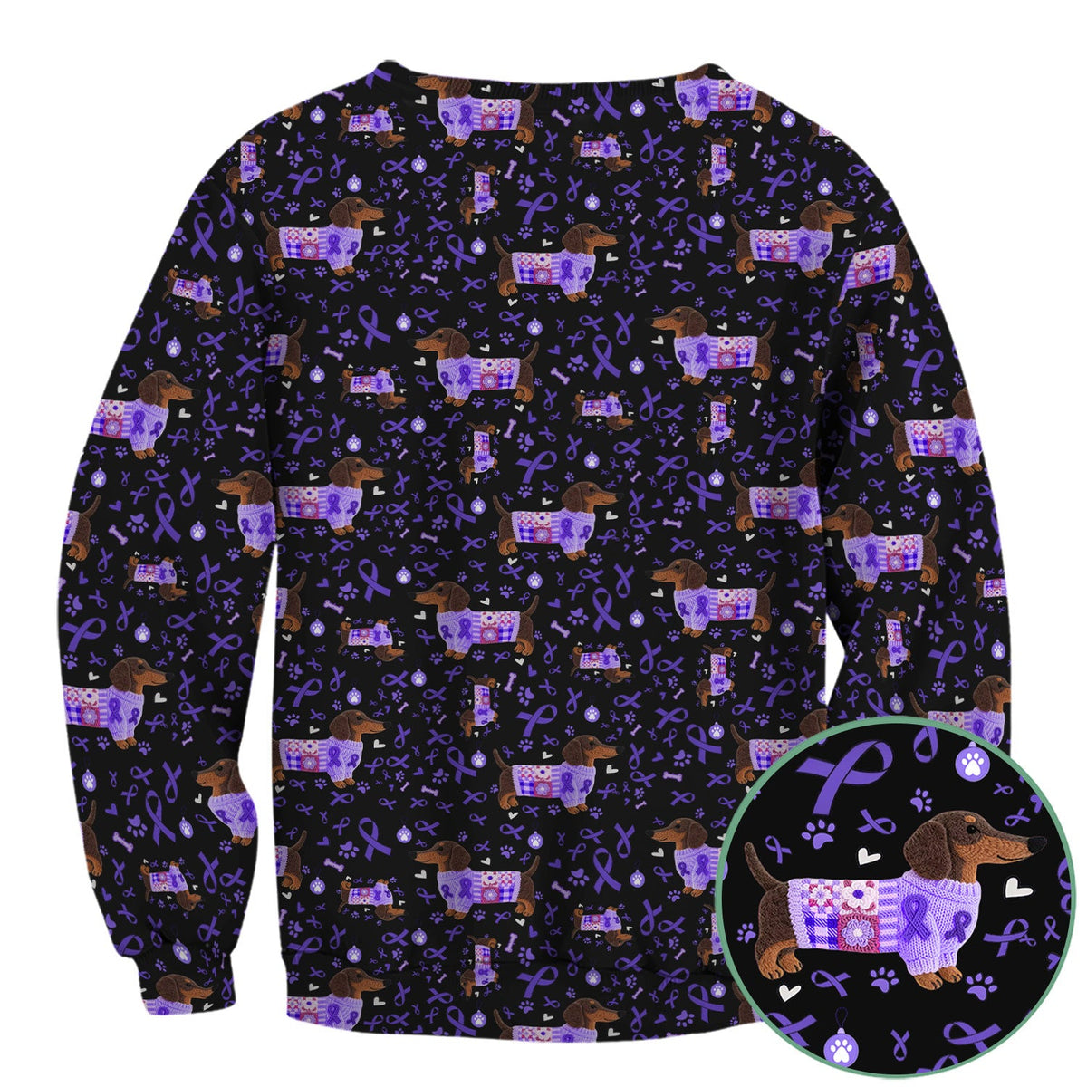 Purple Ribbon Dachshund Nurse Scrub Top