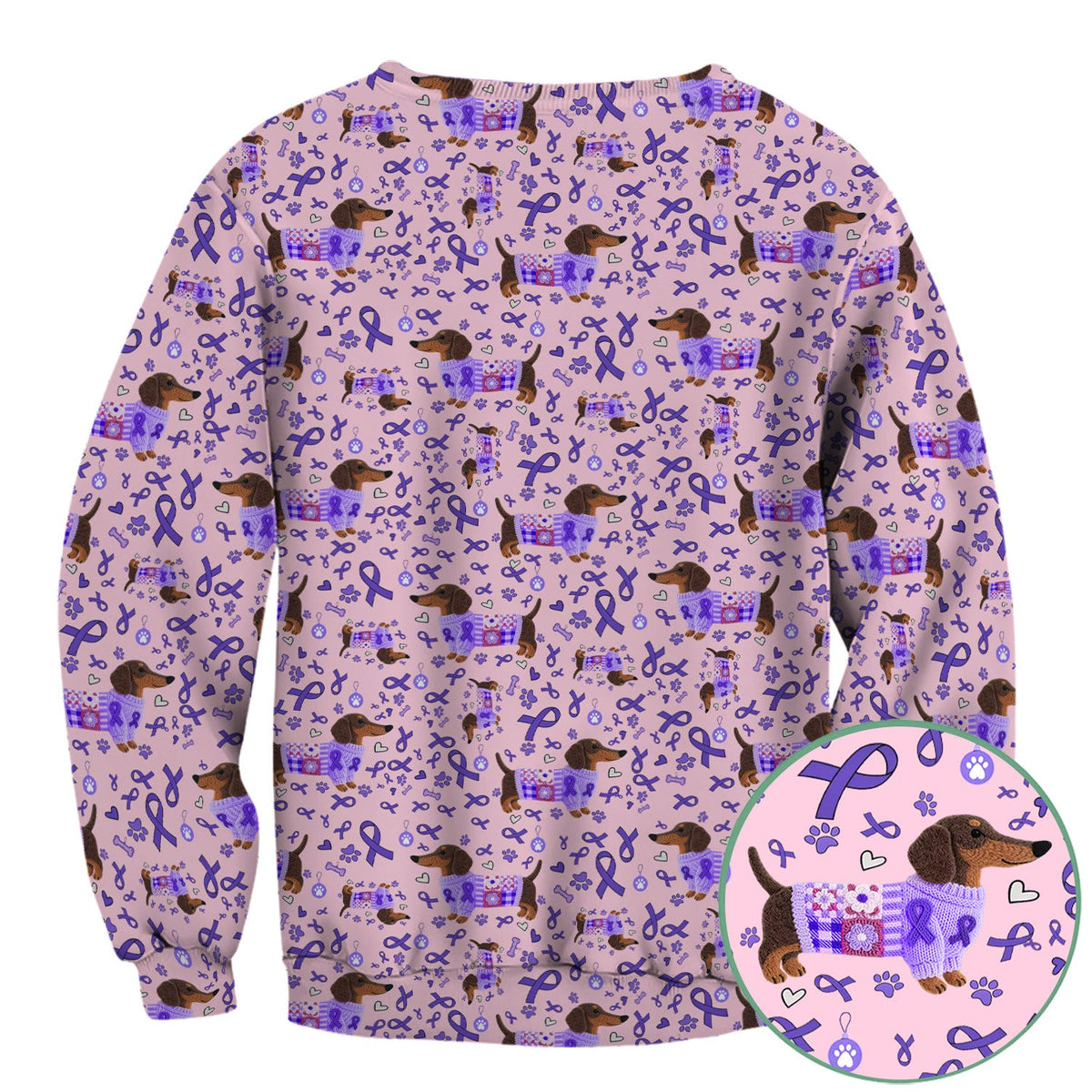 Purple Ribbon Dachshund Nurse Scrub Top