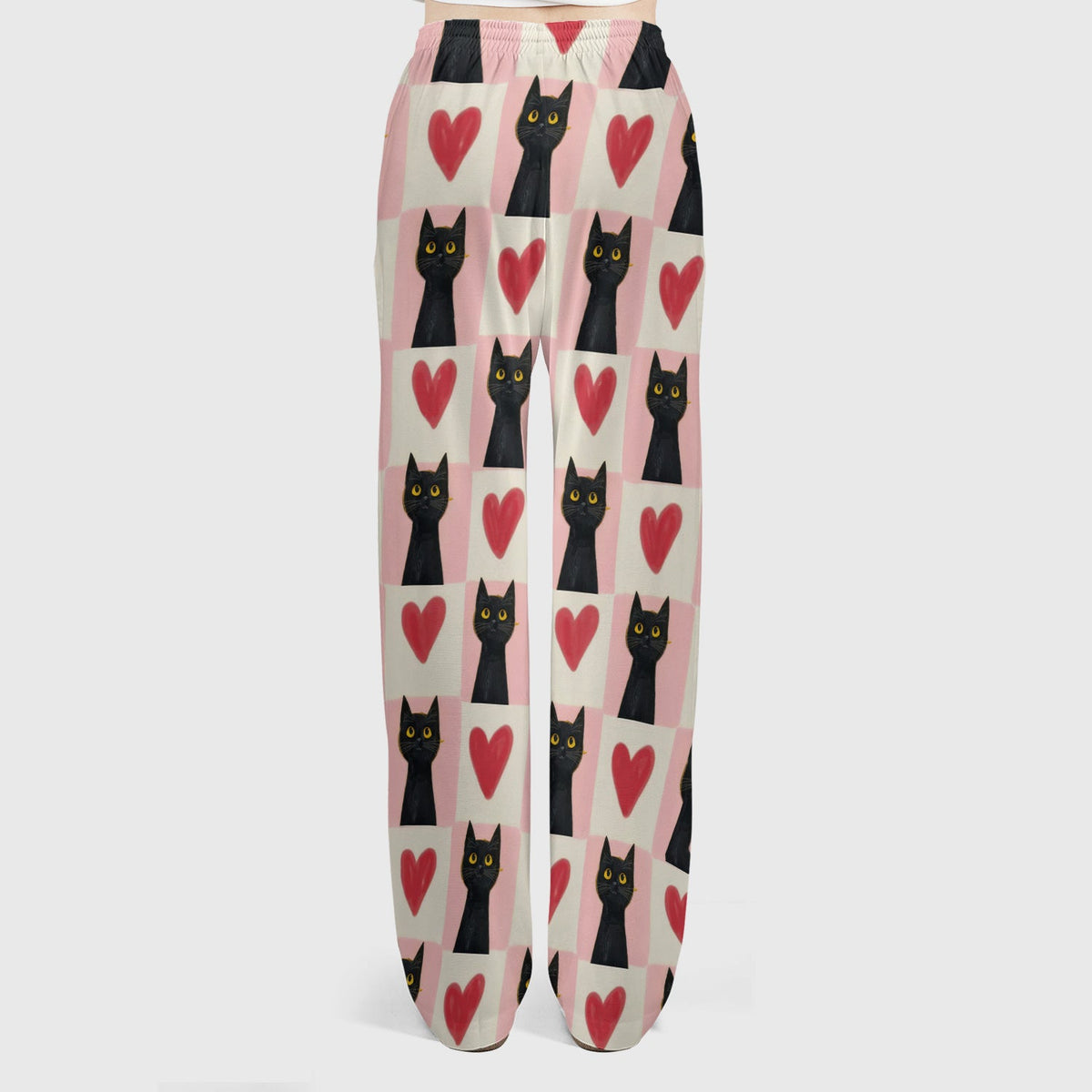 Cute Black Cat Heart Nurse Scrub Set