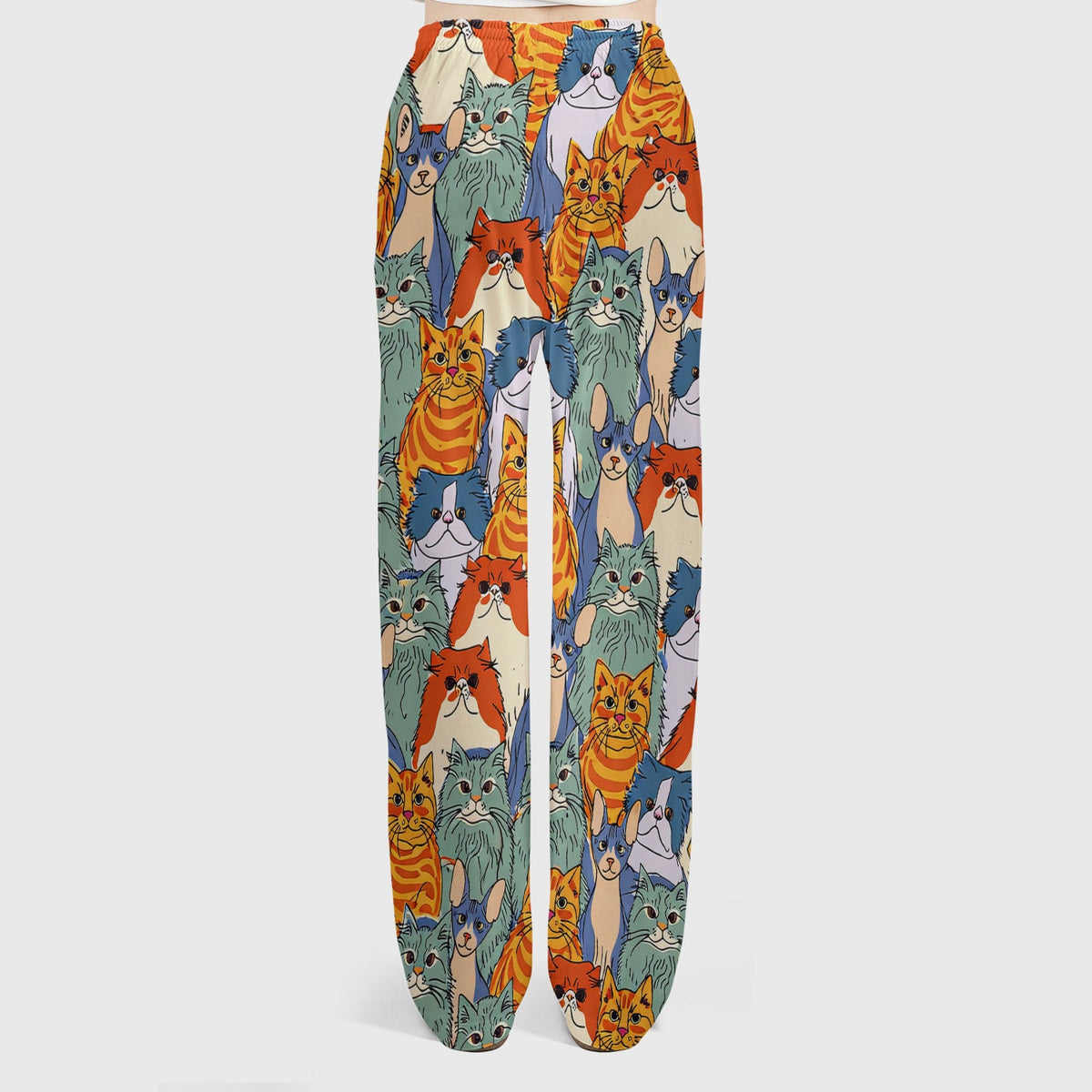 Multicolor Cat Faces Nurse Scrub Set