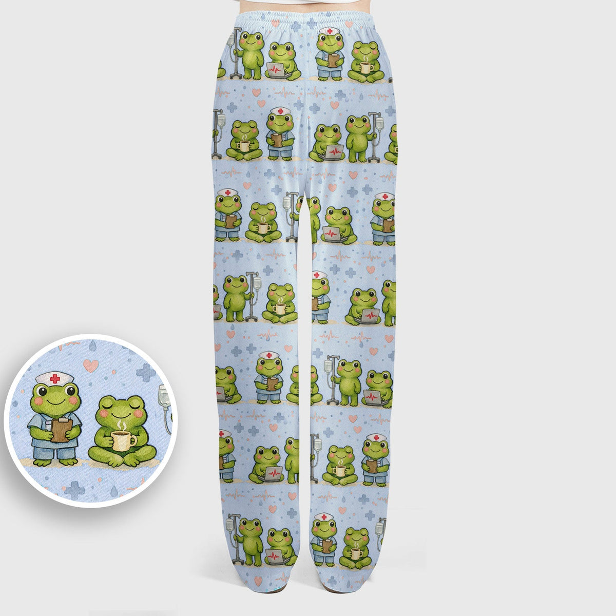 Adorable Frog Various Poses Nurse Scrub Set