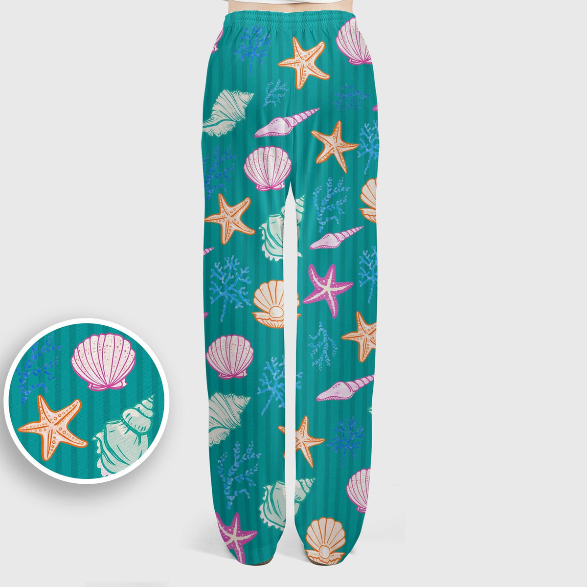 Colorful Seashell Starfish Ocean Stripe Nurse Scrub Set