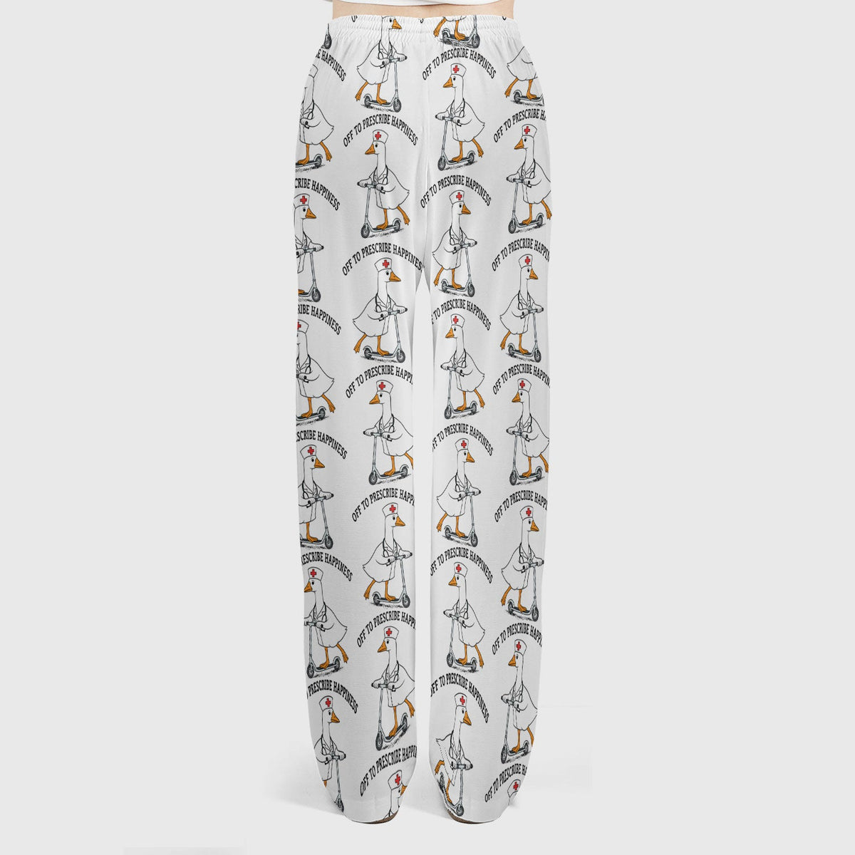Nurse Goose Scooter Print Scrub Set, Breathable Med Uniform