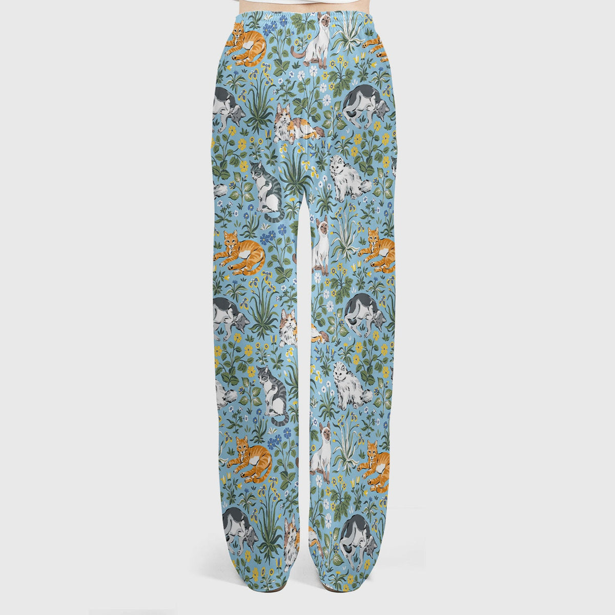 Floral Cat Garden Medical Pattern Scrub Set, Women's Scrub Sets