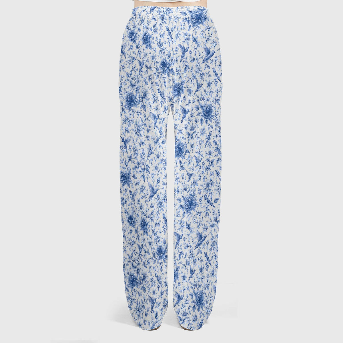 Blue Floral Hummingbird Toile Nurse Scrub Set