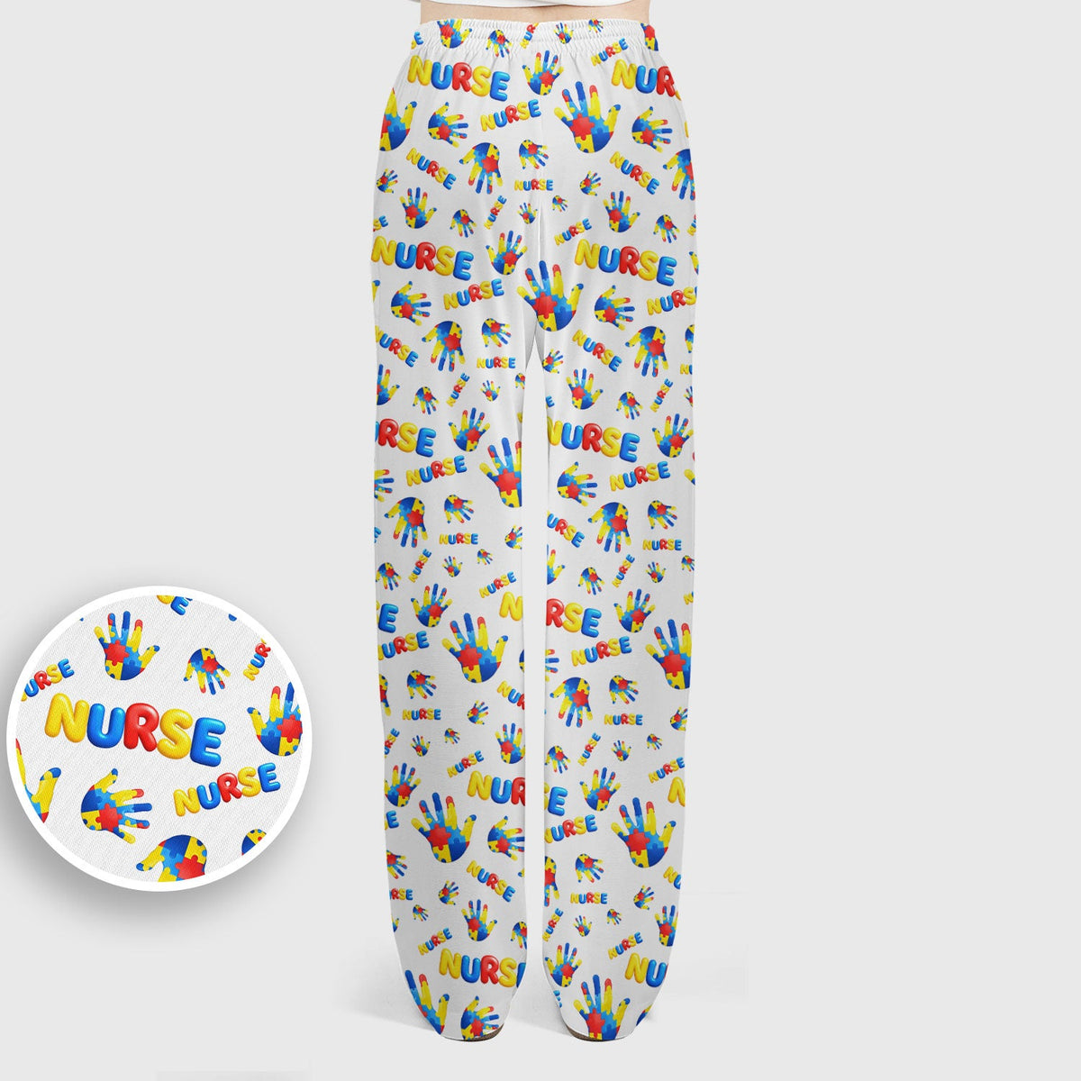 Colorful Autism Handprint Nurse Scrub Set