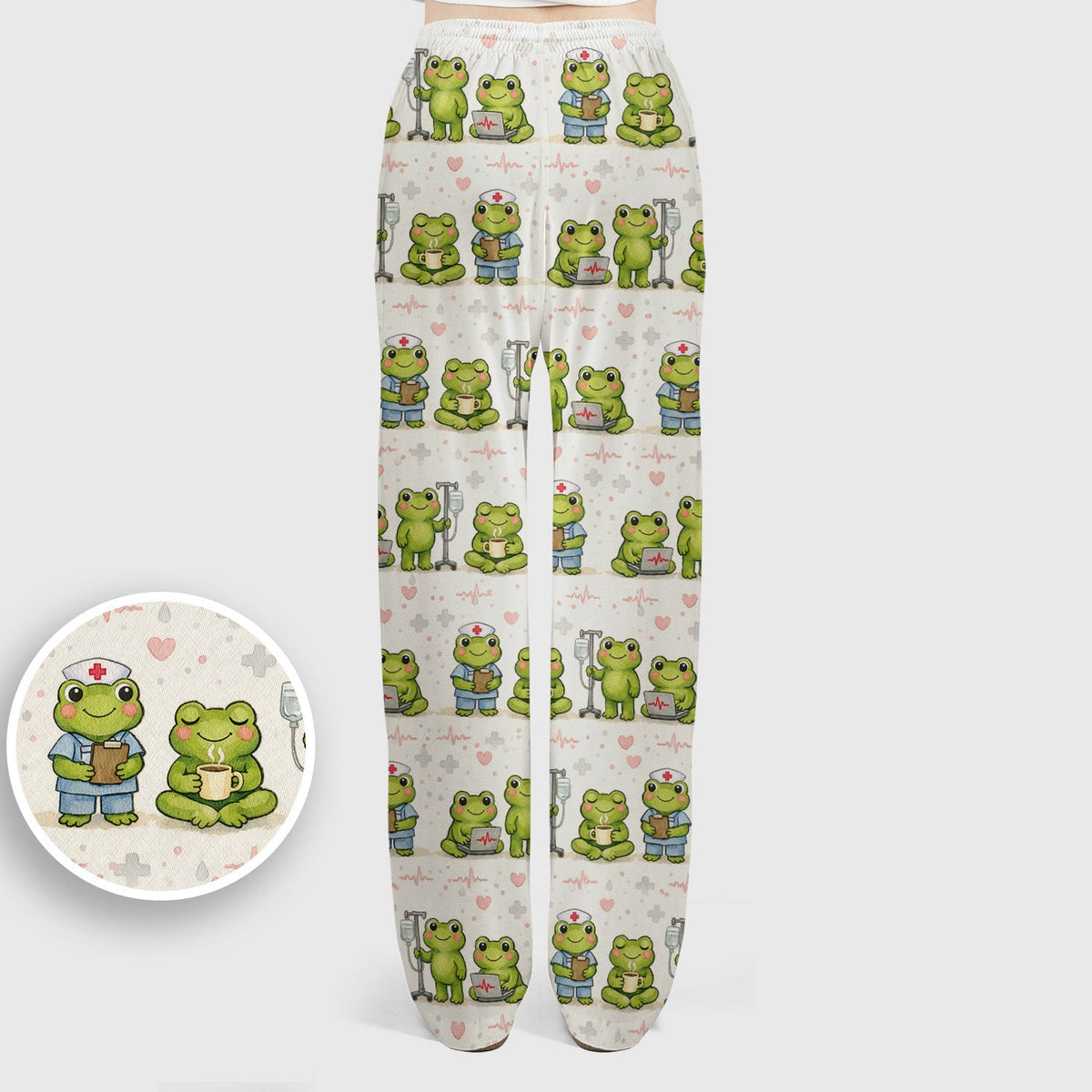 Adorable Frog Various Poses Nurse Scrub Set
