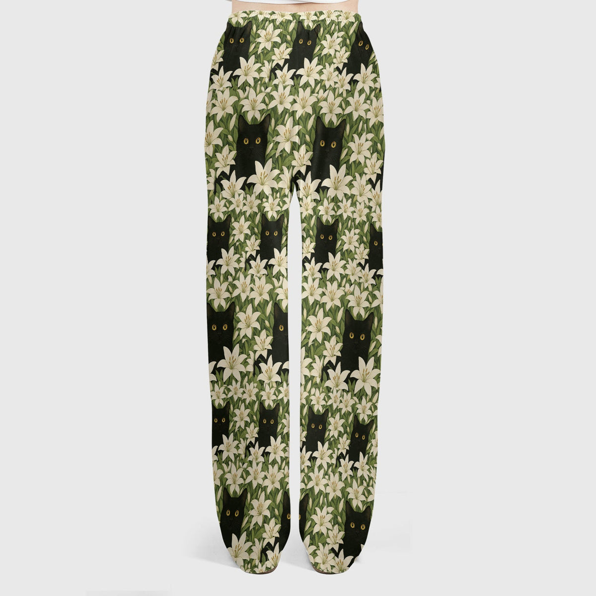 Black Cat Hidden In Lily Garden Nurse Scrub Set