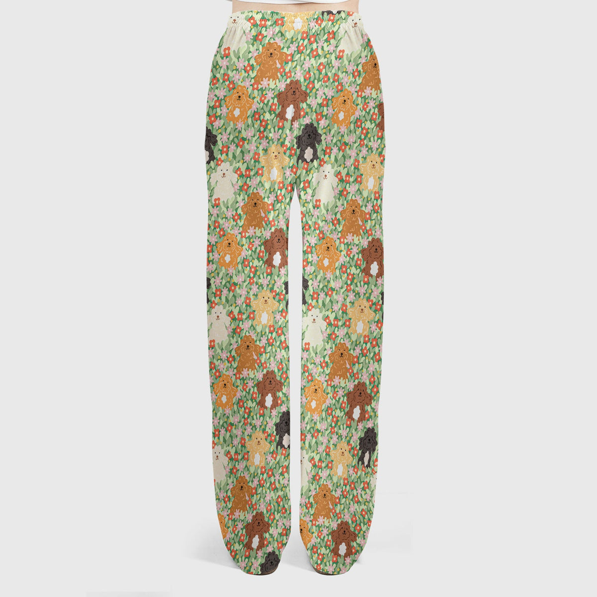 Poodle Dogs Floral Nurse Scrub Set
