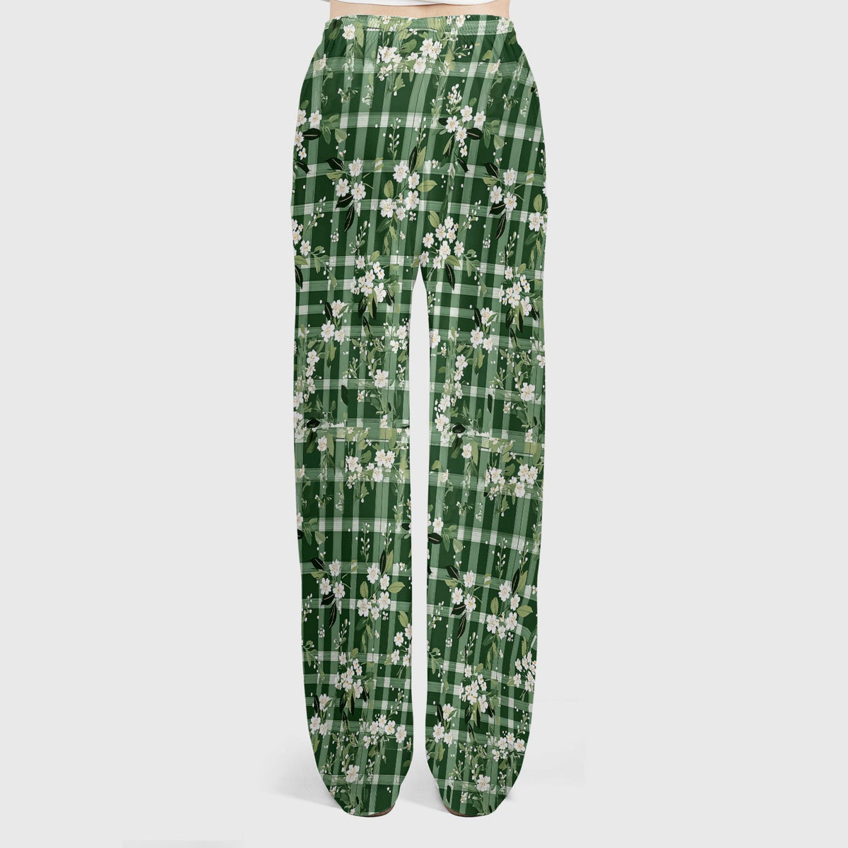 Green Gingham Floral Nurse Scrub Set