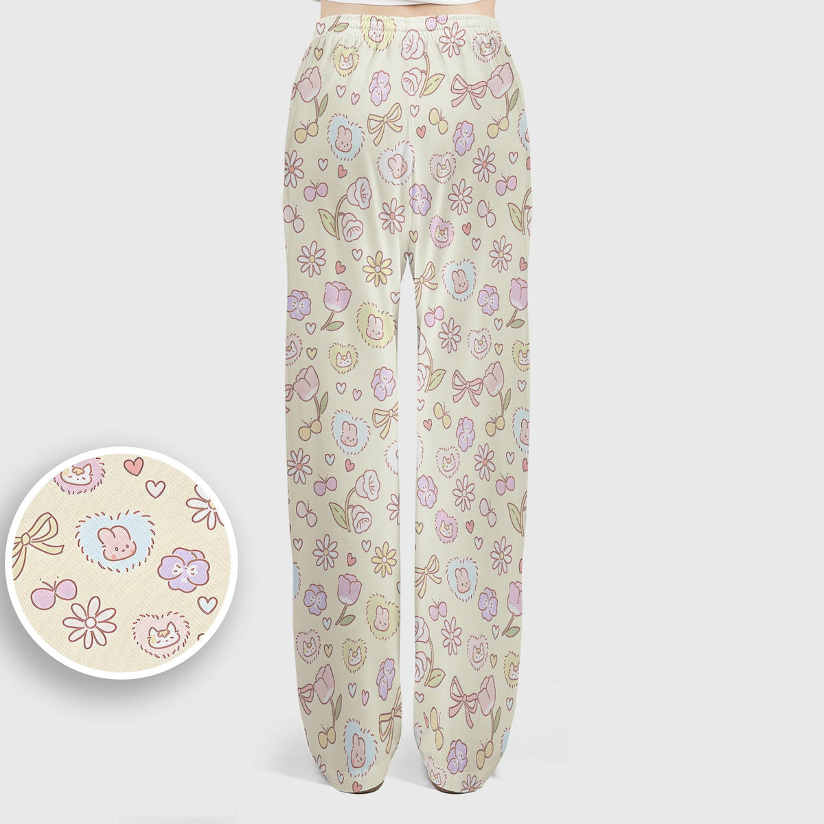 Pastel Bunny Flower Heart Nurse Scrub Set