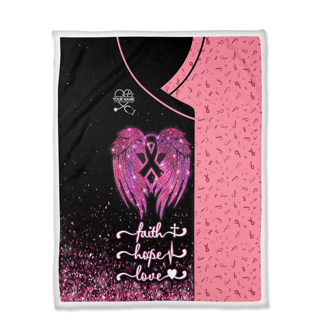 Personalized Breast Cancer Faith Hope Love Nurse Blanket