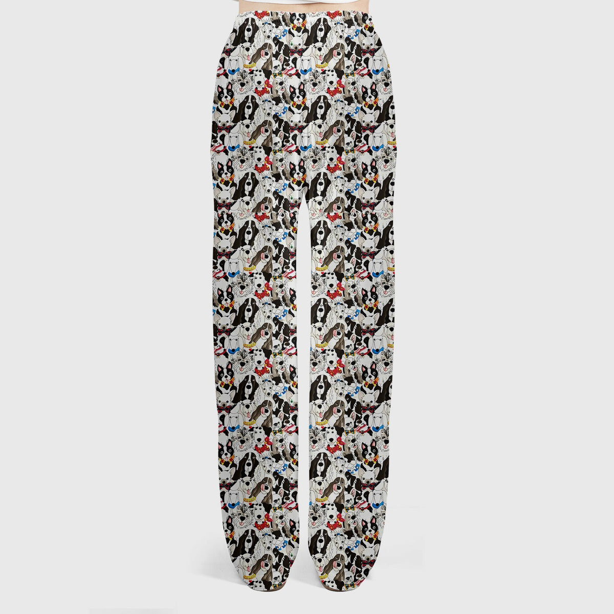 Cute Dog Cartoon All Over Print Scrub Set, Scrub Pants and V Neck Top