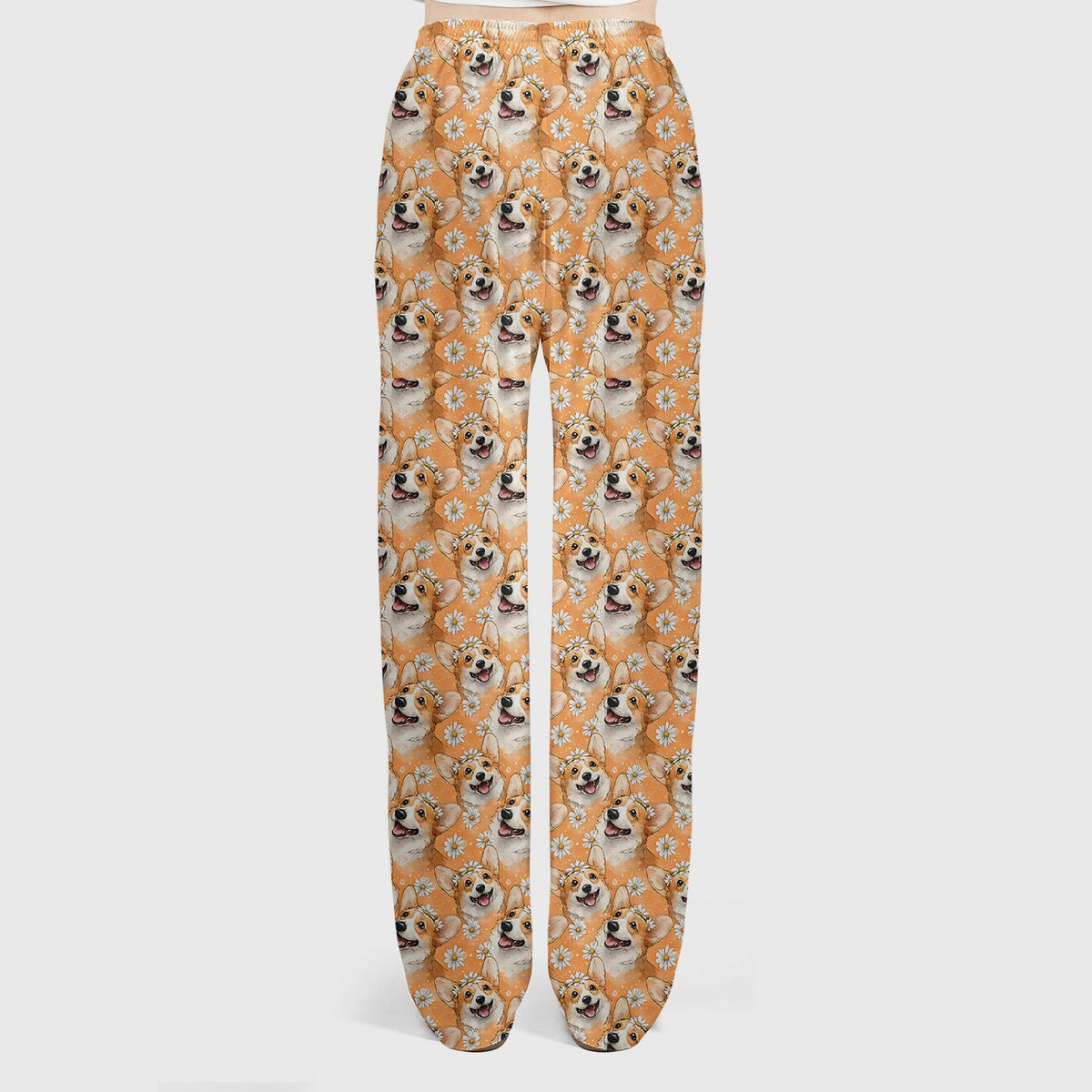 Corgi Daisy Floral Orange Nurse Scrub Set