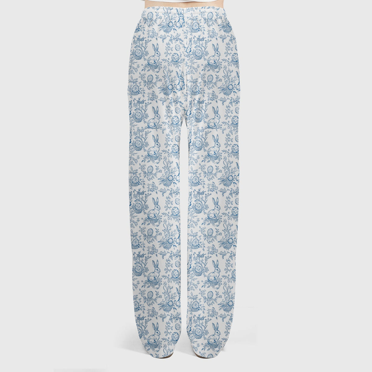 Easter Bunny Floral Egg Toile Pattern Design Print Set, Women's Scrub Sets