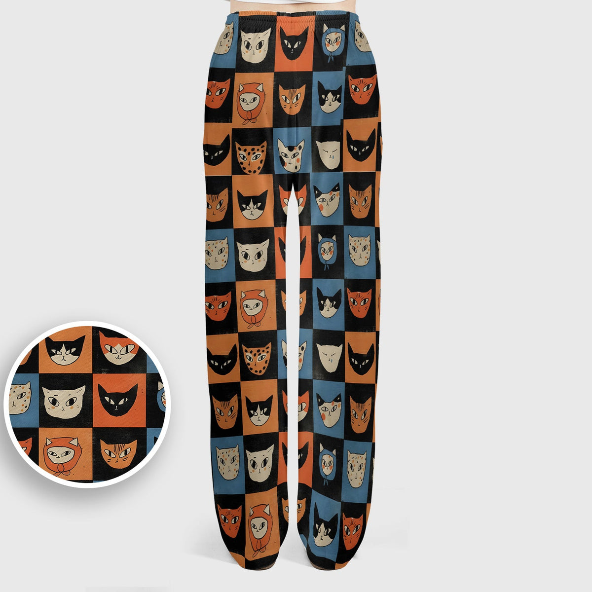 Retro Cat Checkerboard Nurse Scrub Set