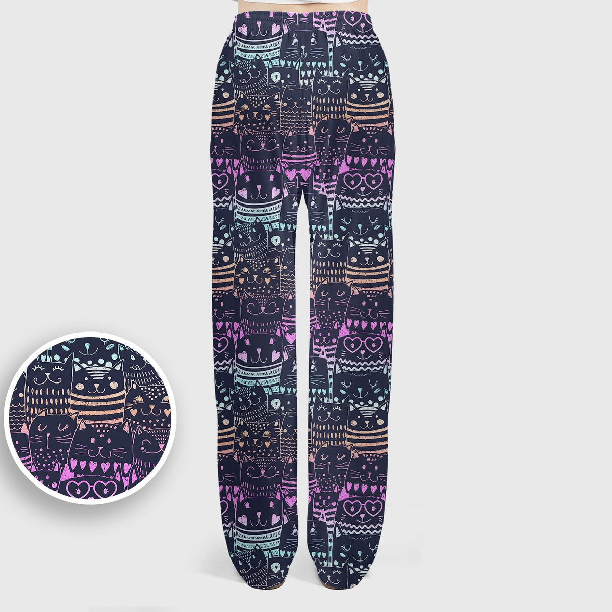 Neon Cat Faces Nurse Scrub Set