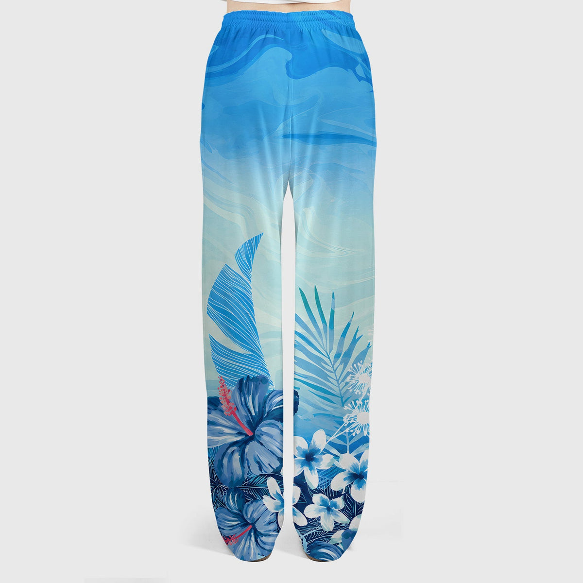 Elegant Blue Tropical Floral Nurse Scrub Set