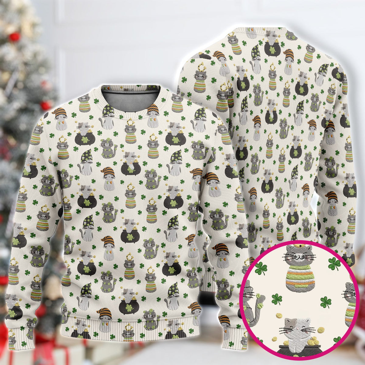 St Patrick Lucky Cat Shamrock Nurse Scrub Set
