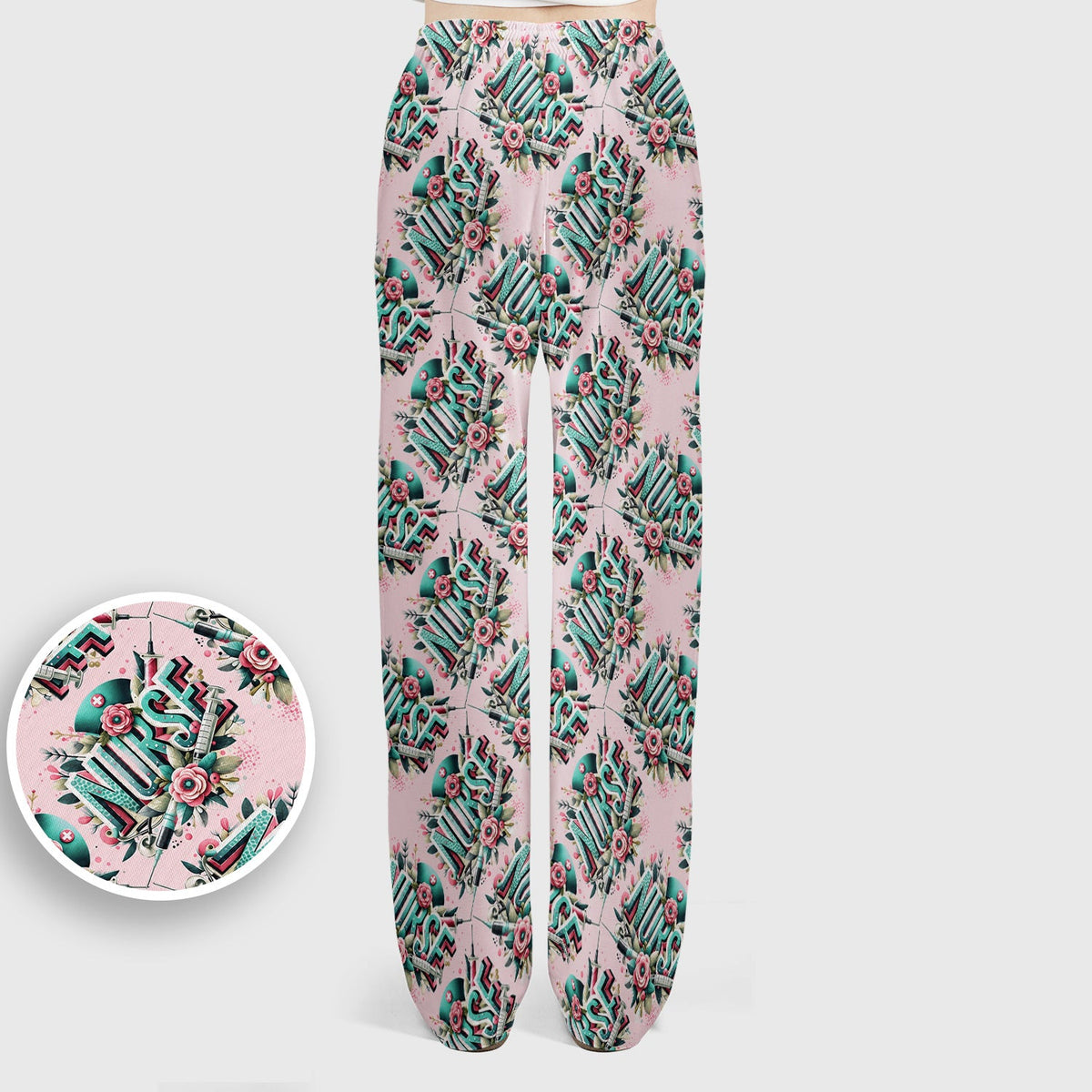Typography Floral Nurse Scrub Set
