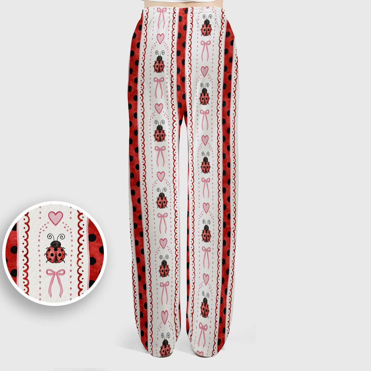 Ladybug Heart Bow Stripe Nurse Scrub Set