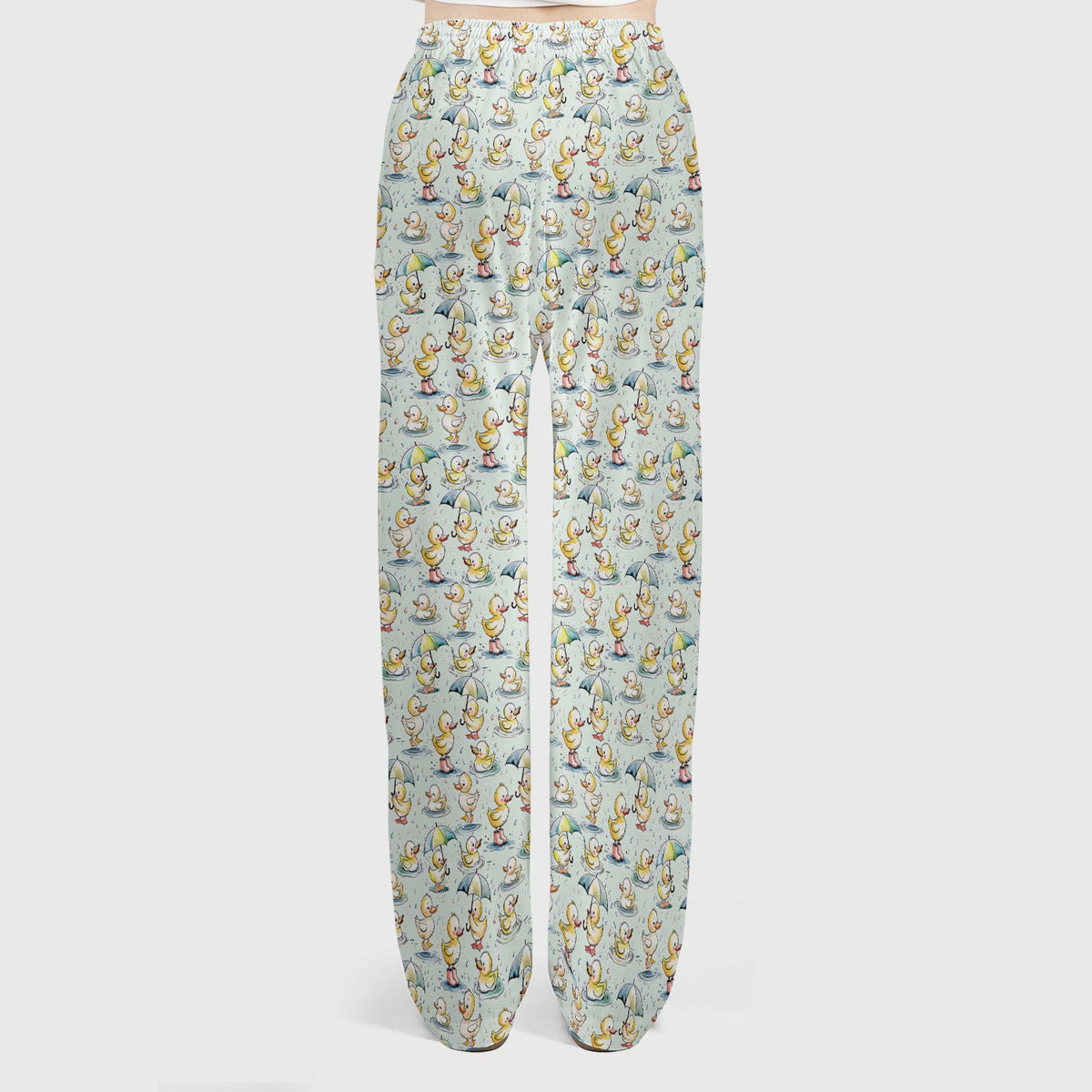 Playful Duck Rain Umbrella Print Women's Scrub Set, Breathable Med Uniform