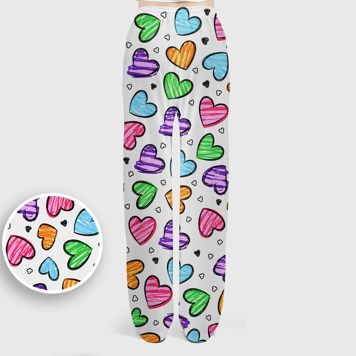 Colorful Doodle Heart Nurse Scrub Set
