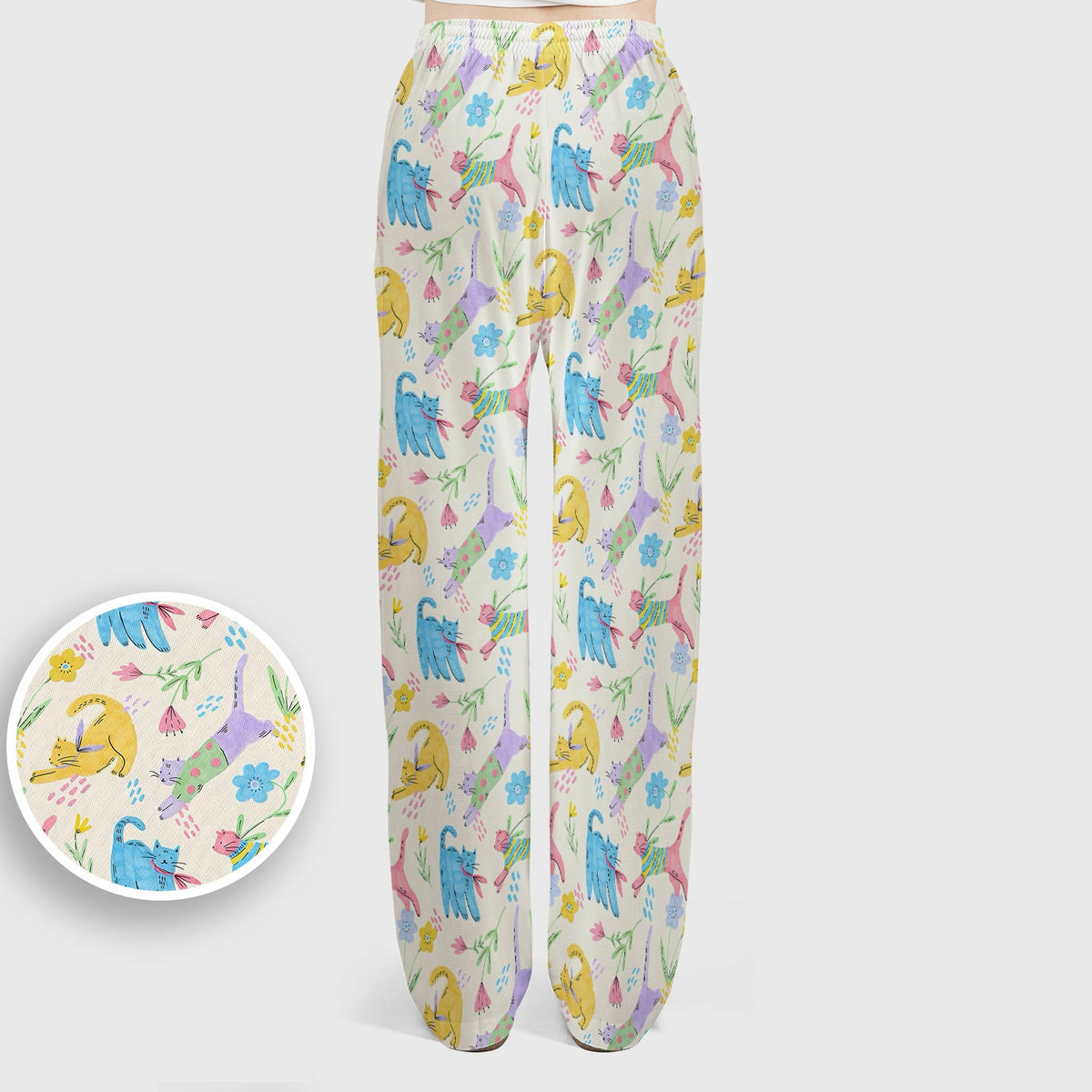 Colorful Cat Floral Nurse Scrub Set