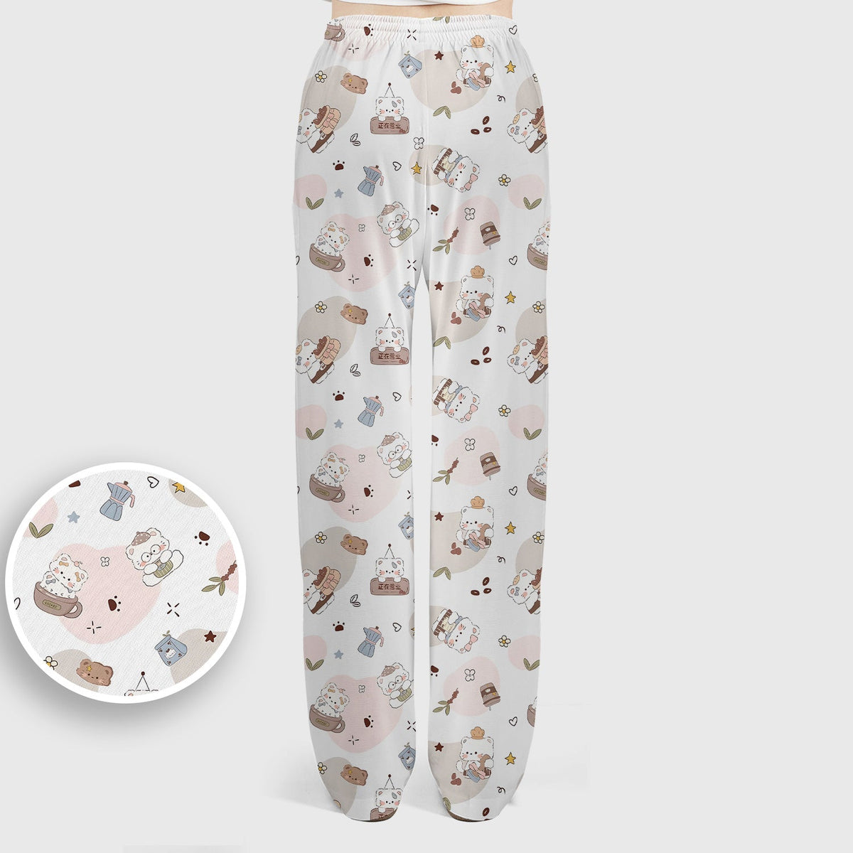 Cat With Coffee Paw Heart Nurse Scrub Set