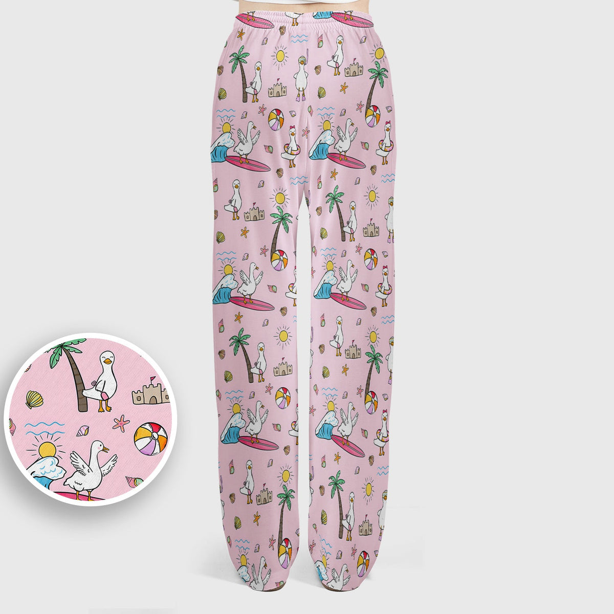 Seagull Surfboard Beach Palm Tree Nurse Scrub Set